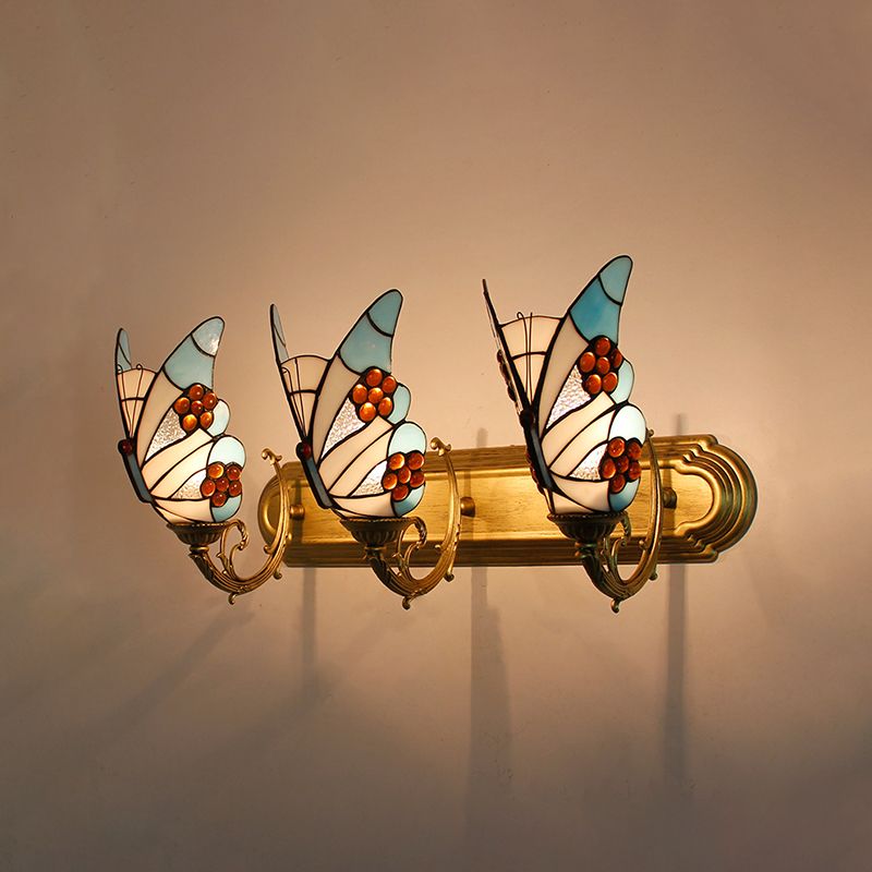 Kady Artistic Butterfly Metal/Glass Lamps Wall, Red/Blue/Multi-Color/Light Blue - Lumpaz