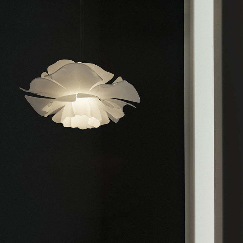 Bella Elegant Flower Pendant Light White Metal/Acrylic Living Room - Lumpaz