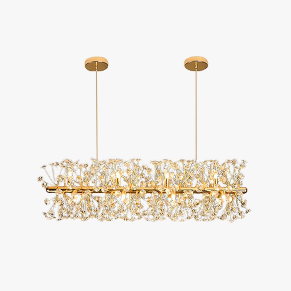 Lili Luxury Lineal/Flower Chandelier, Gold, Metal/Crystal - Lumpaz