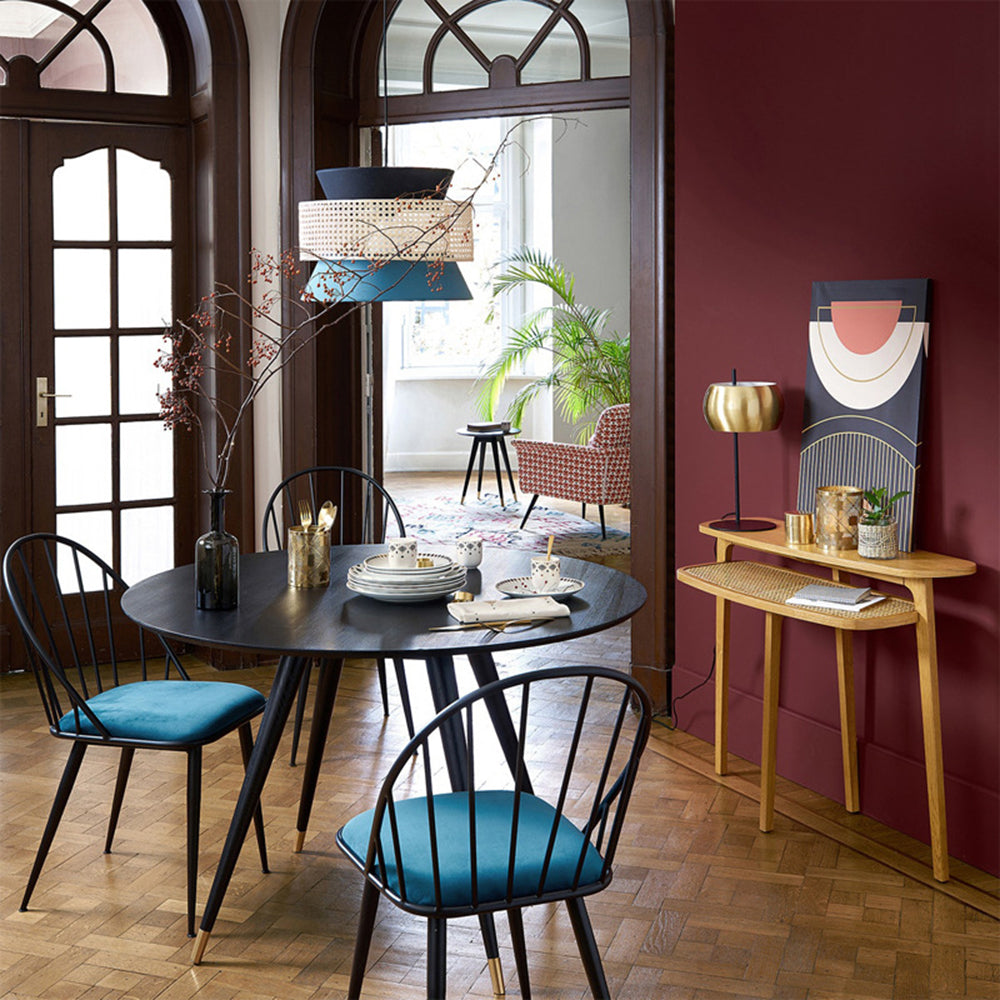 Ritta Retro Rattan/Fabbric Pendant Light, Dark Green - Lumpaz