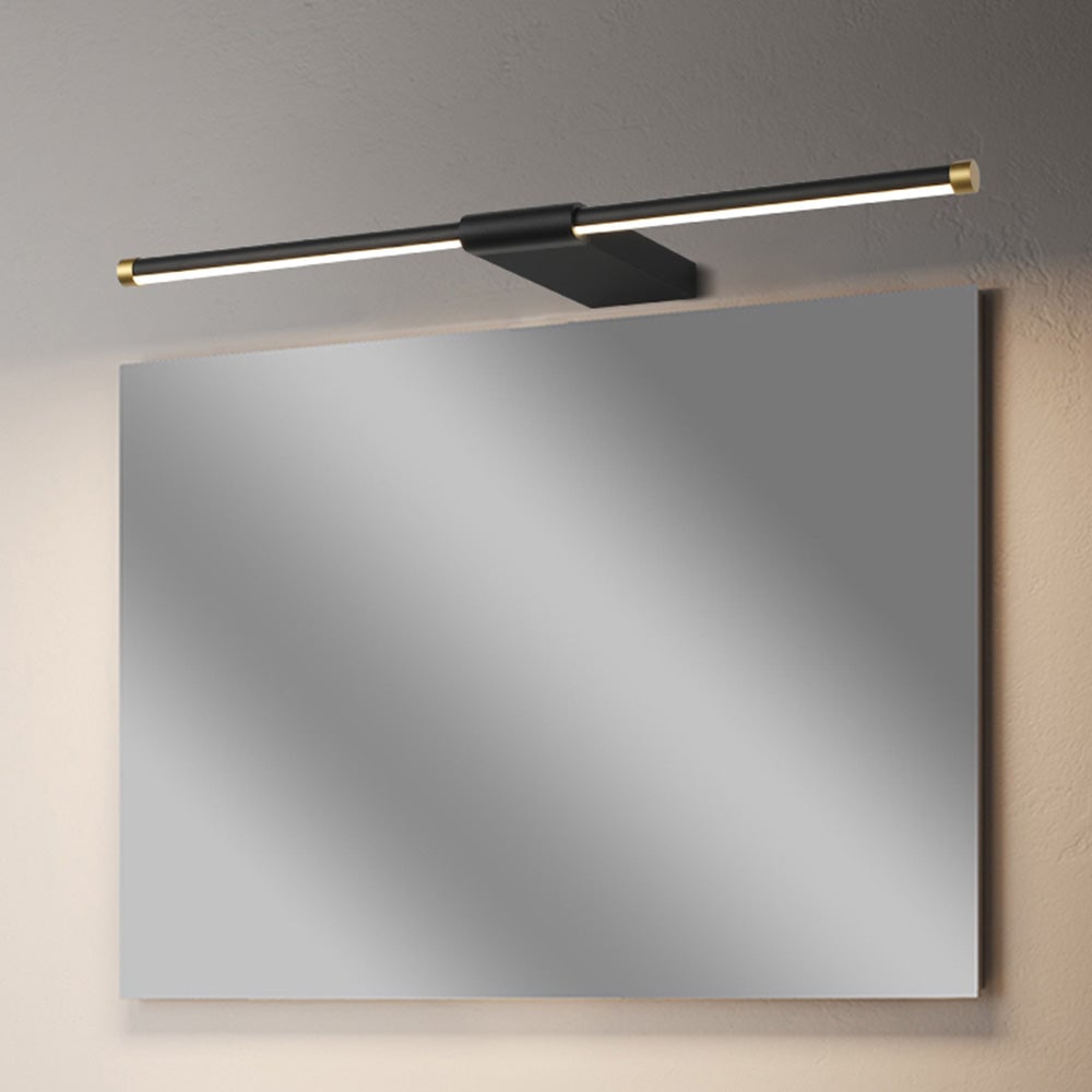 Edge Minimalist Linear Mirror Front Metal Wall Lamp, Black/Gold - Lumpaz
