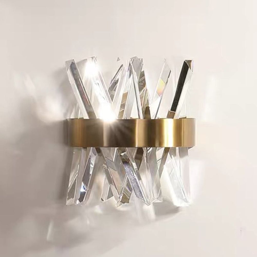 Marilyn Decorative Geometric Crystal/Metal Wall Lamp, Gold - Lumpaz