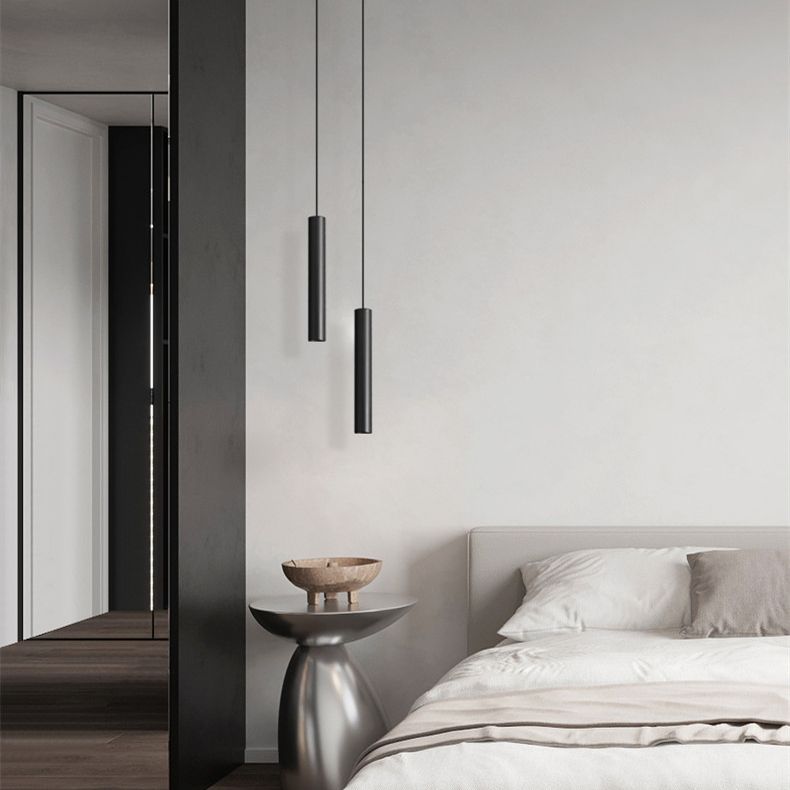 Edge Minimalist Cylinder Black Pendant Light, 9"/11" - Lumpaz