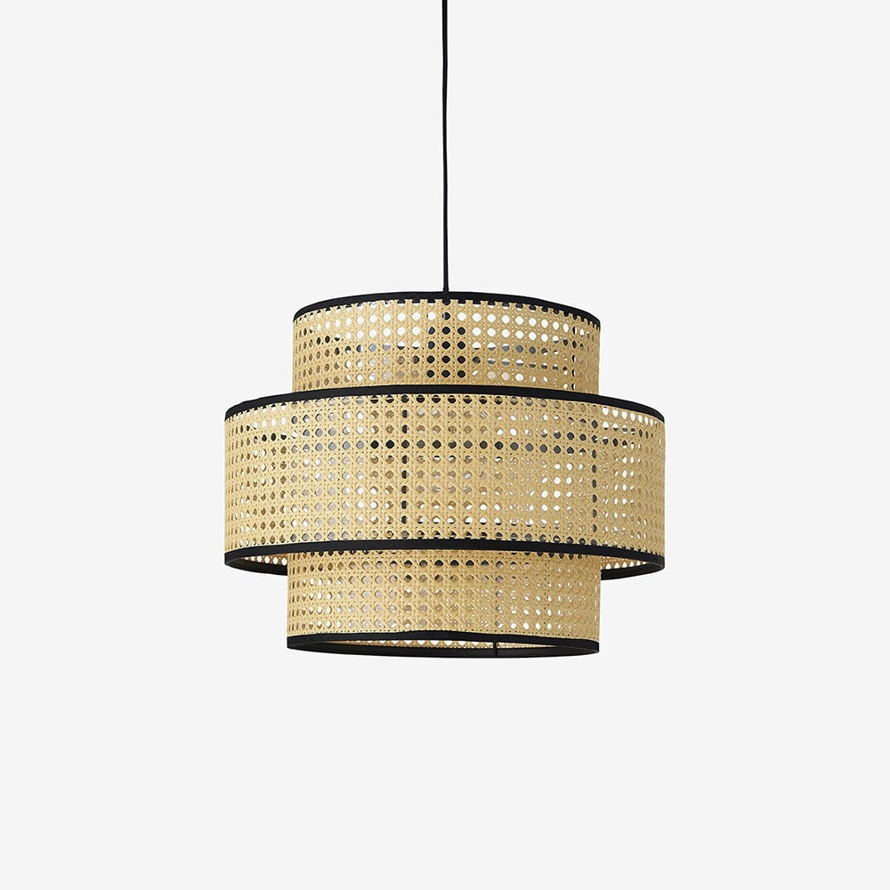 Ritta Japanese Rattan Pendant Light, Tri-Layer - Lumpaz