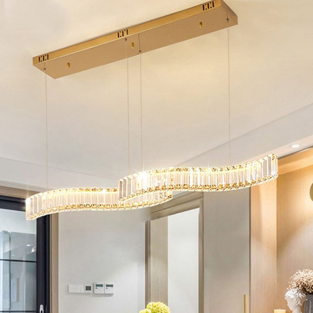 Kristy Luxury Wave Crystal/Metal Pendant Light, Silver/Gold - Lumpaz