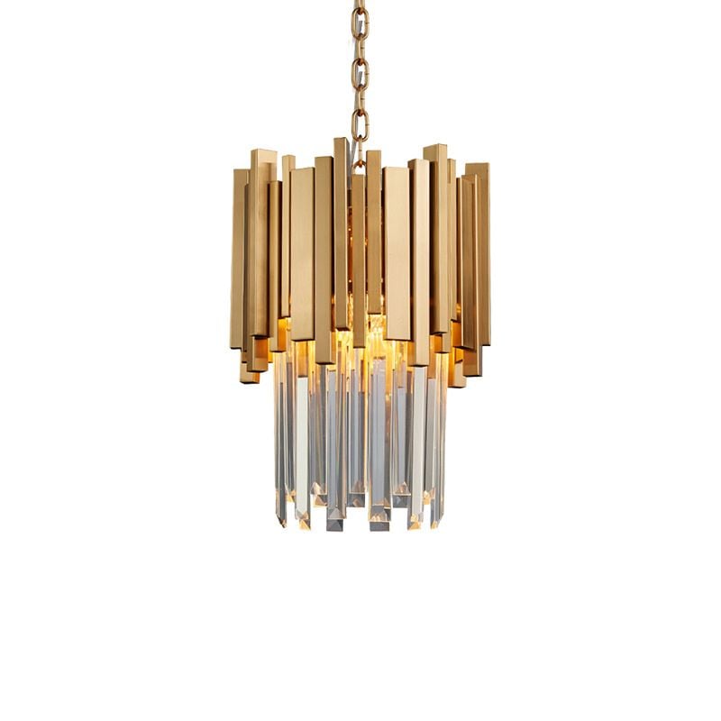 Kristy Modern Crystal Pendant Light, Gold & Chrome Living Room - Lumpaz