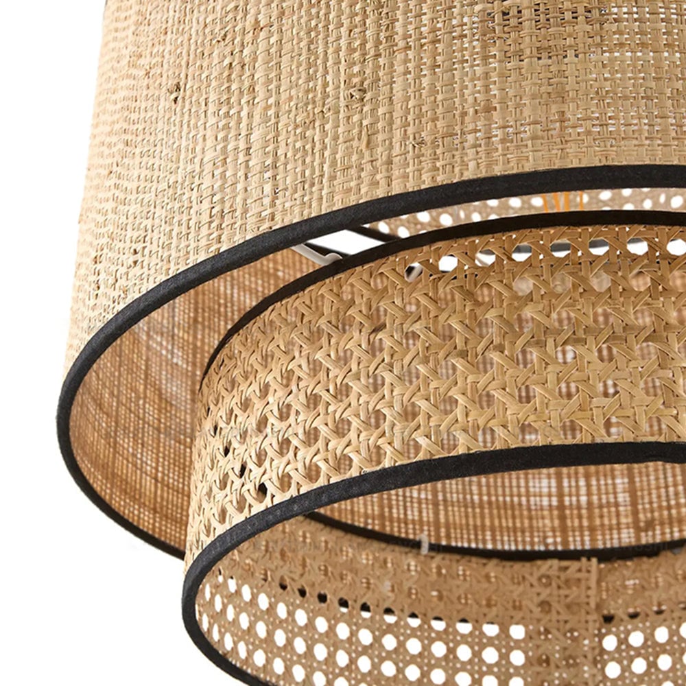 Ritta Japanese Rattan Pendant Light, Tri-Layer - Lumpaz