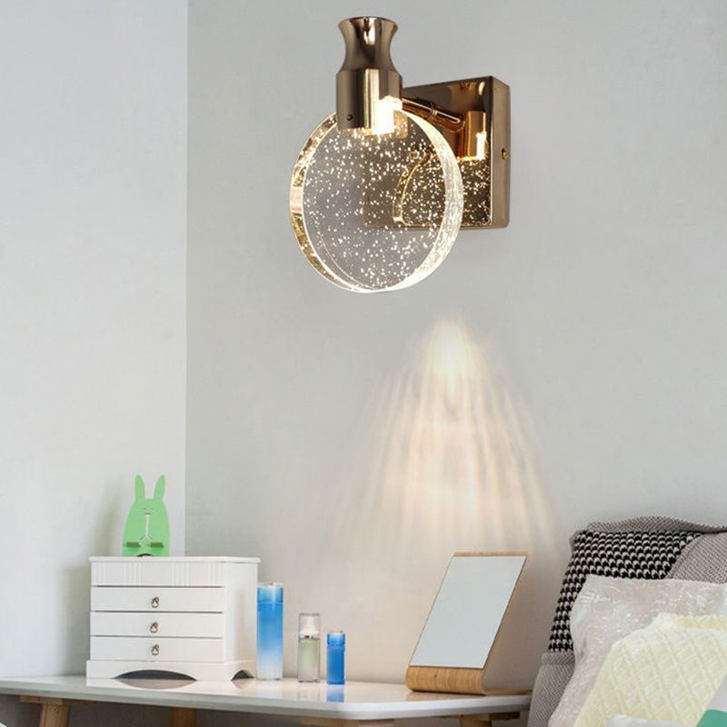 Kristy Modern Round Crystal Vanity Wall Lamp, Gold/Chrome - Lumpaz