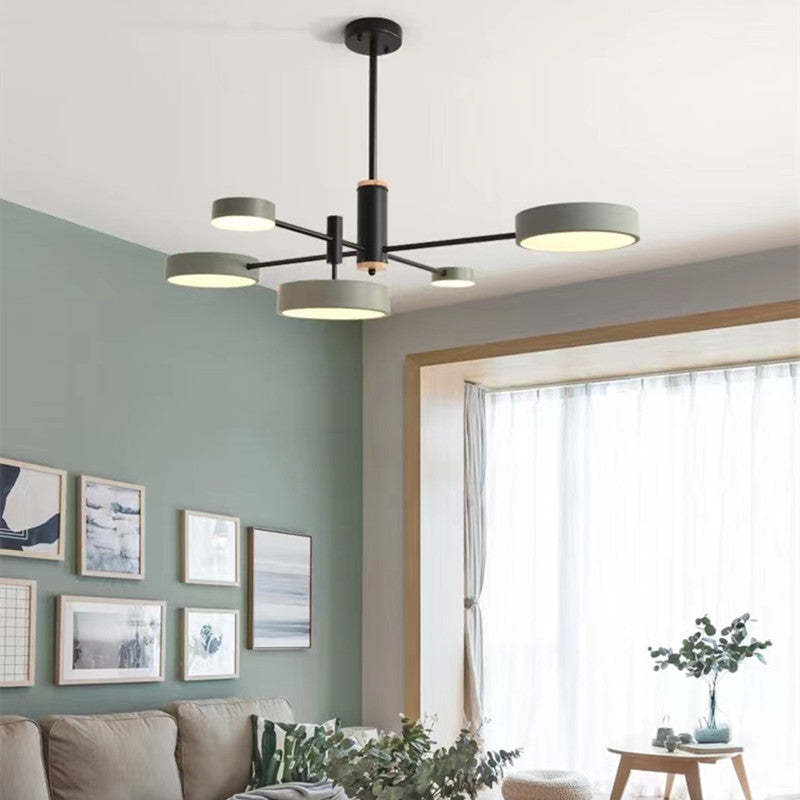Sienna Pendant Light LED, Metal & Wood, Gray/White/Gold - Lumpaz