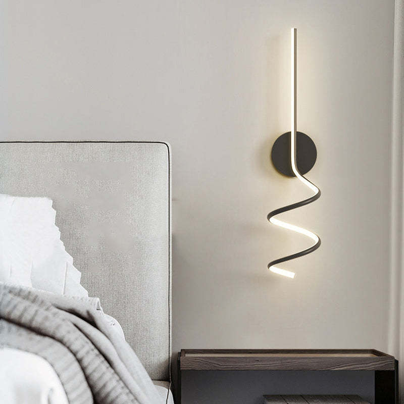 Modern LED Art Interior Wall Light Spiral, Black & White - Lumpaz