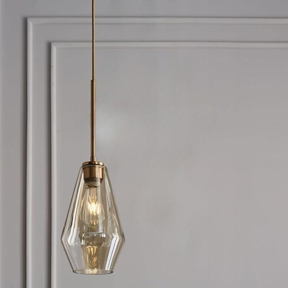 Hailie Pendant Light Clear Glass, Clear/Amber, Bedroom - Lumpaz