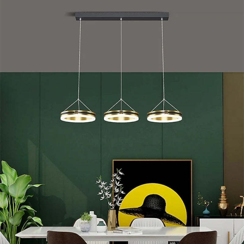 Raheel Nordic Ring Metal 3 Light Pendant Light, Black/Gold - Lumpaz