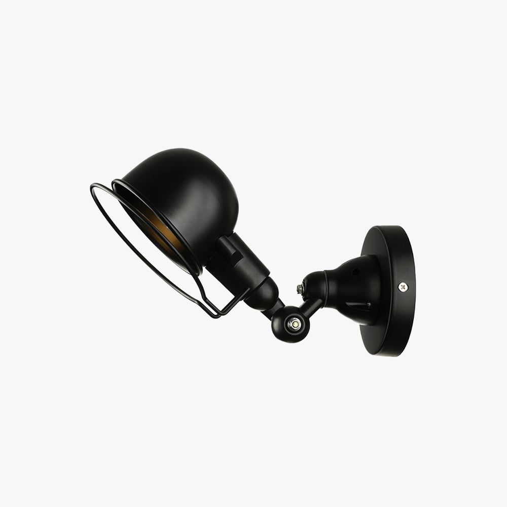 Alessio Wall Lamp Dome Retro, Adjustable Metal, Black, Living Room - Lumpaz