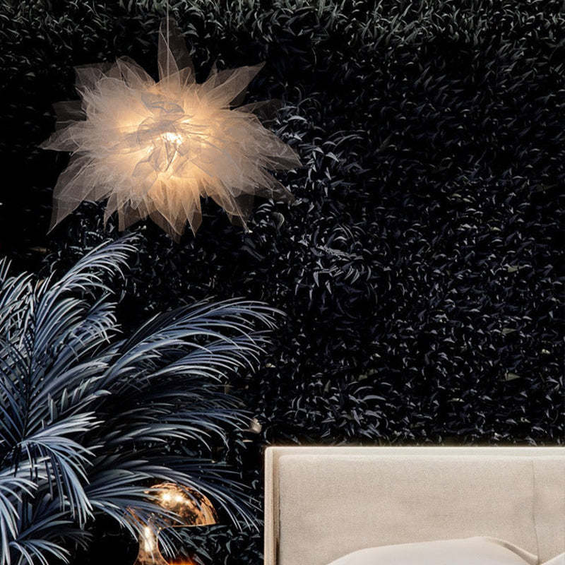 Bella Modern Flower Fabric Pendant Light, Bedroom, White - Lumpaz