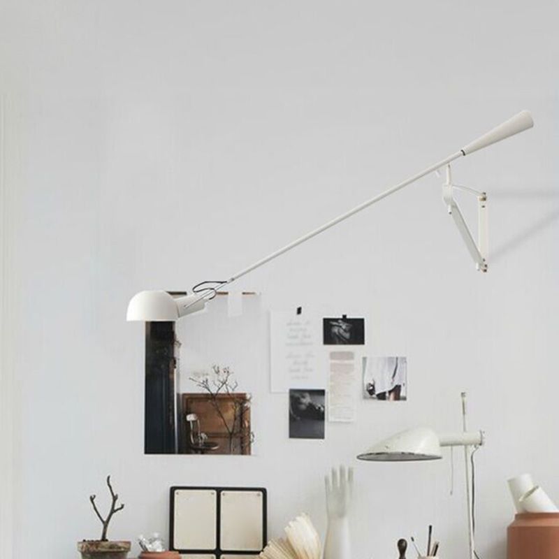 Brady Long Swing Adjustable Arm Wall Lamp Metal Black/White Bedroom - Lumpaz