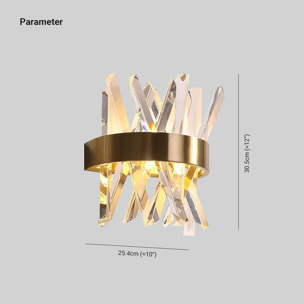 Marilyn Decorative Geometric Crystal/Metal Wall Lamp, Gold - Lumpaz