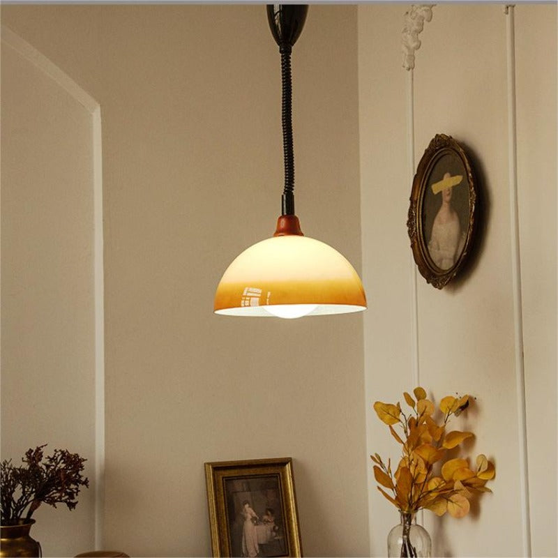 Hailie Retro LED Round Pendant Light Adjustable Dining Room Brown - Lumpaz