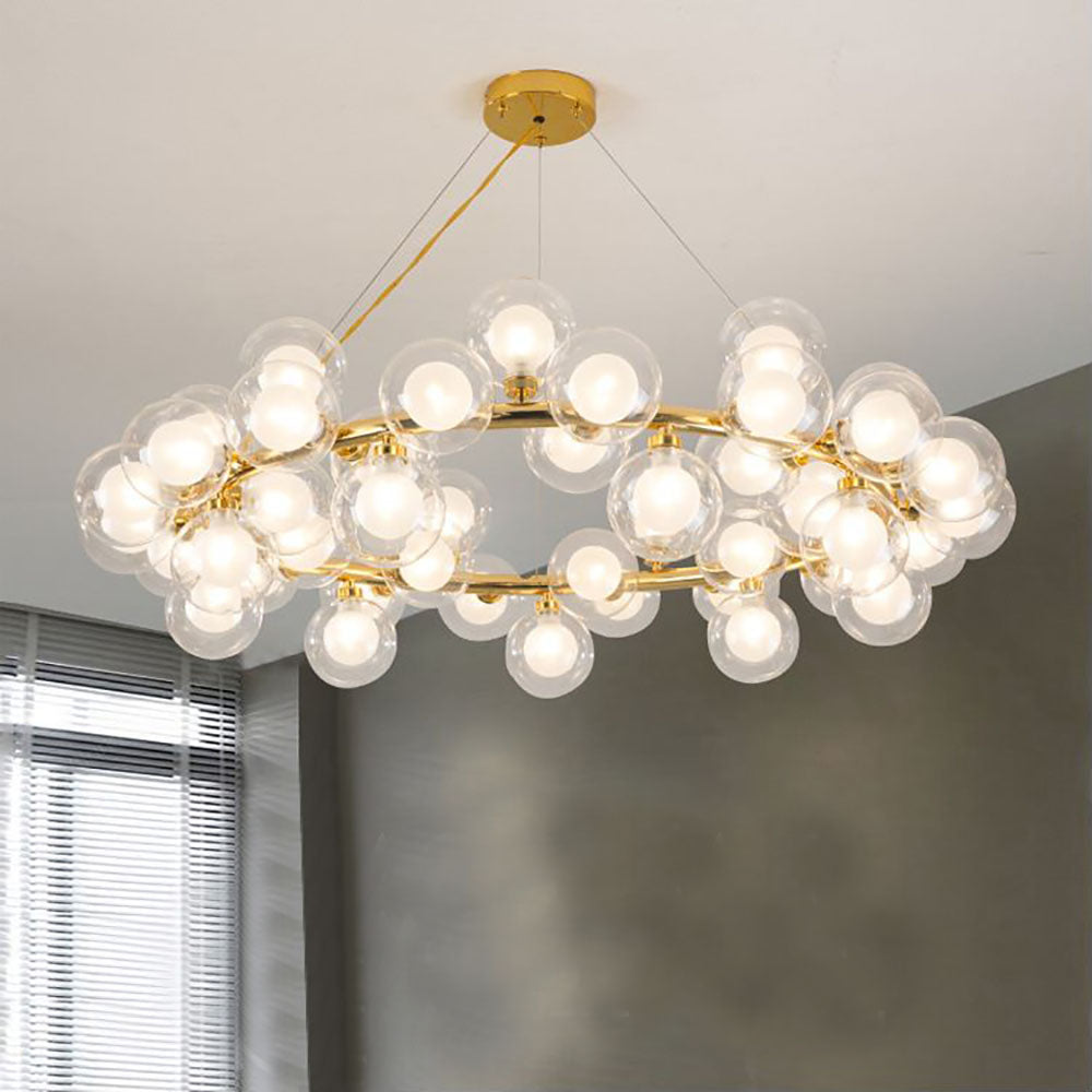 Valentina Modern Gold Bubble Pendant Light, Metal & Glass - Lumpaz