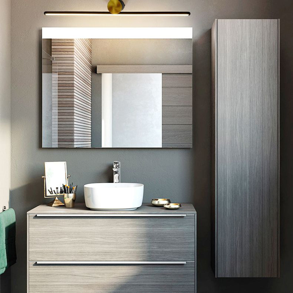Leigh Modern Metal Linear Mirror Vanity Wall Lamp, Black/White - Lumpaz