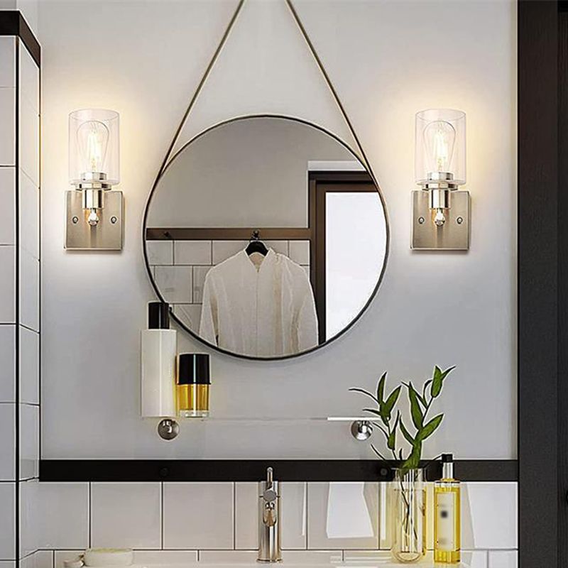 Alessio Modern Mirror Front Black Vanity Wall Lamp, Metal/Glass - Lumpaz