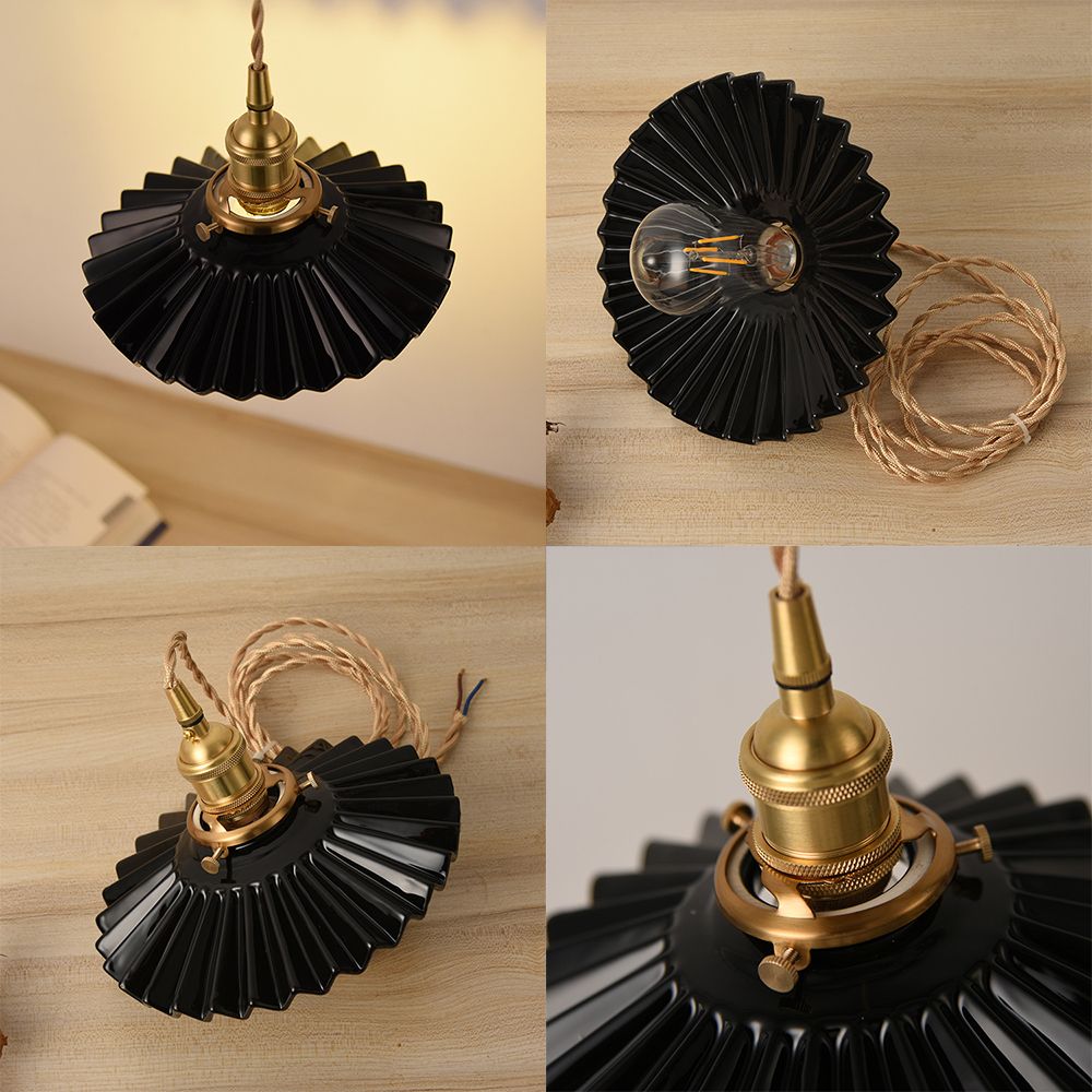 Alessio Industrial Vintage Rustic Metal Pendant Light, Black/White - Lumpaz