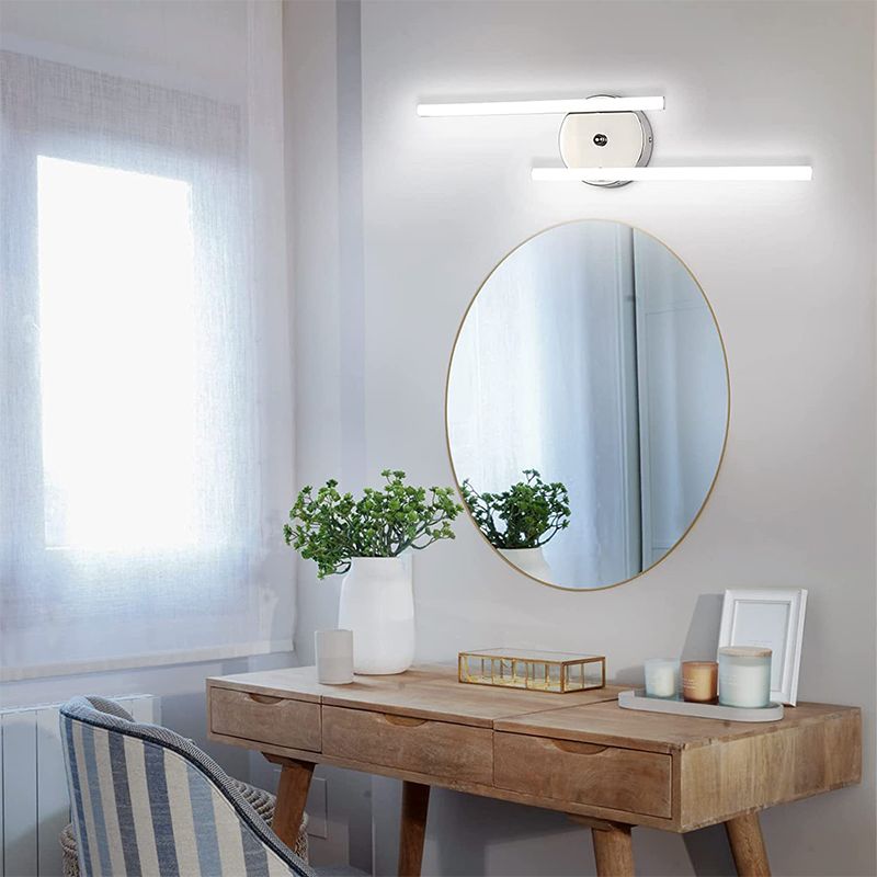 Alana Modern Bi-Linear LED Vanity Wall Lamp, Black/Silver - Lumpaz