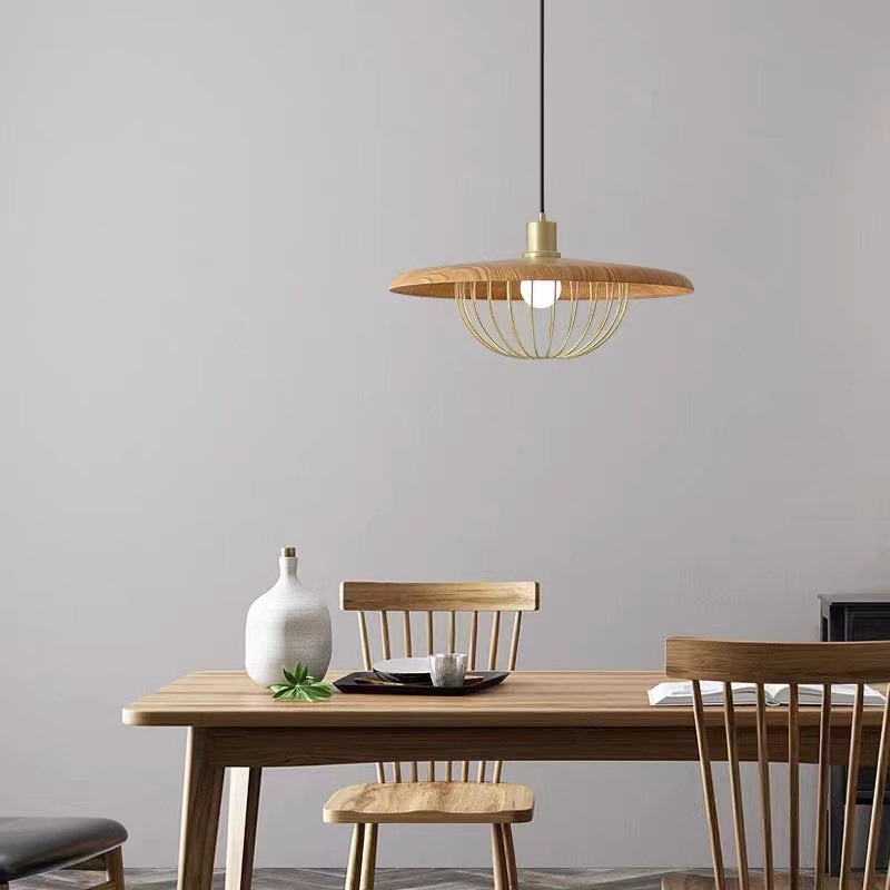 Cairns Modern Nordic Sutle Metal Pendant Light, Gold/Brown/Gray/Brown/Wood - Lumpaz