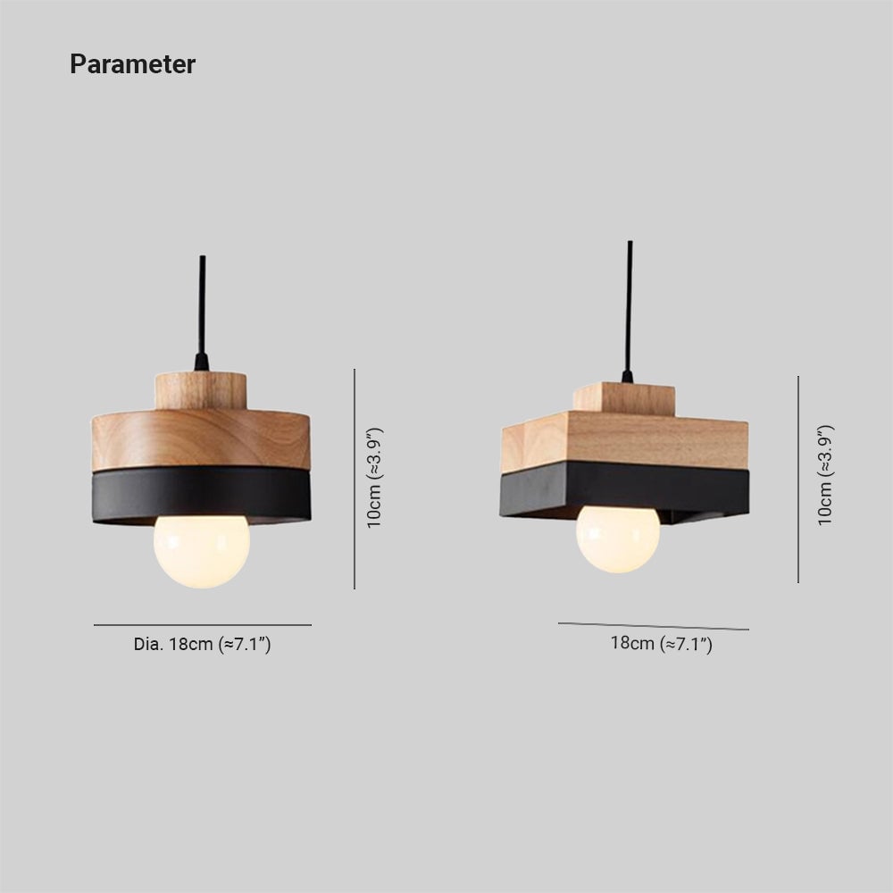 Morandi Modern Square Round Pendant Light Black White Metal Wood Living Room - Lumpaz