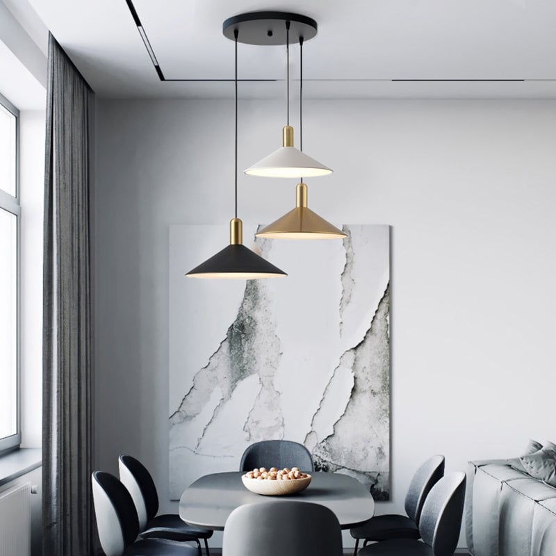Carins Vintage Pendant Light,  Black & White & Gold - Lumpaz