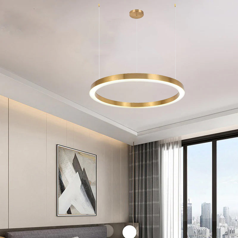 Arisha Modern Ring Metal Pendant Light, Gold - Lumpaz