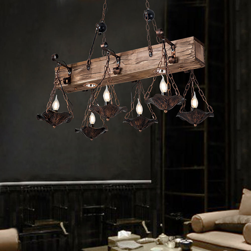 Austin Industrial Metal/Wood Pendant Light, Bronze - Lumpaz