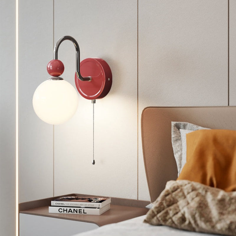 Morandi Modern LED Wall Lamps Red/Coffee Metal/Glass Bedroom - Lumpaz