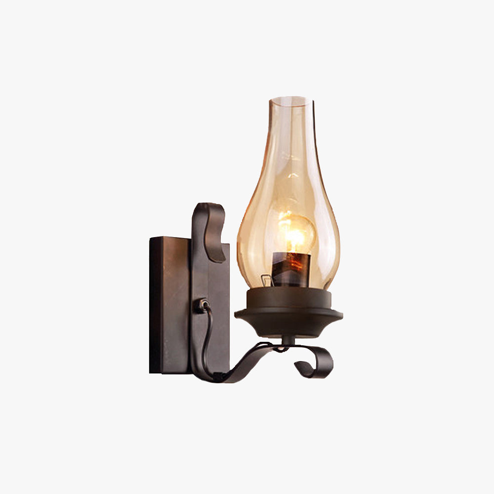 Alessio Vintage Candle Wood Metal Wall Lamp - Lumpaz