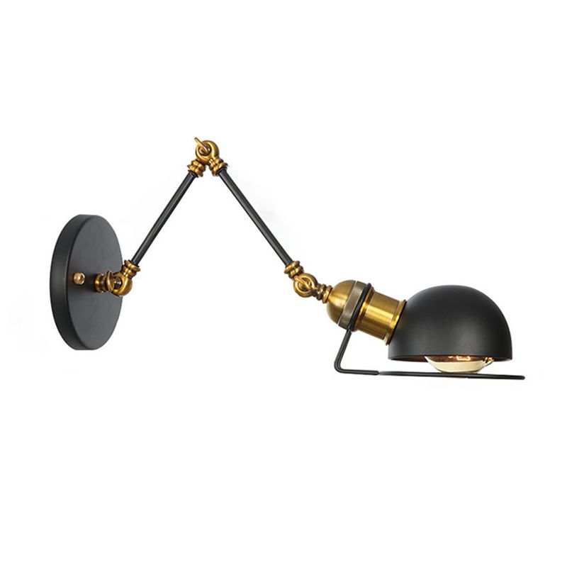 Brady Wall Lamp Dome Minimalist, Metal, Adjustable Black, Bedroom - Lumpaz