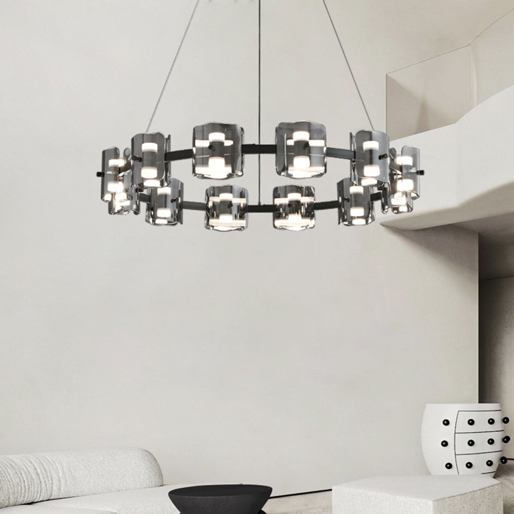 Evette Minimalist Round Metal Pendant Light,Black/Gold - Lumpaz