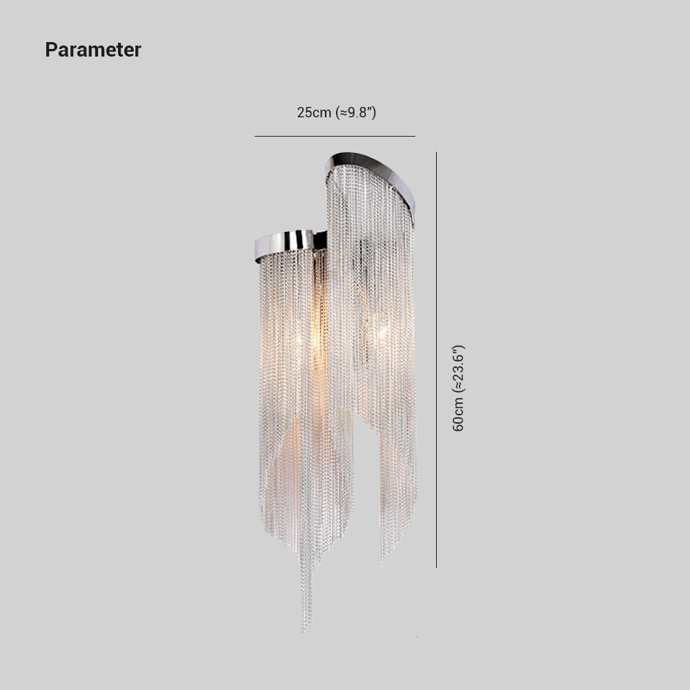Colon Wall Lamp Modern/Art Deco, Tassel Chain, Silver, Bedroom - Lumpaz