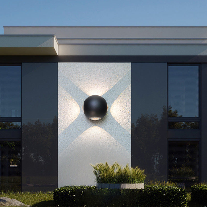 Orr Outdoor Wall Lamp Globe/Cruciform Ray Modern,Aluminum, Black, Garden - Lumpaz