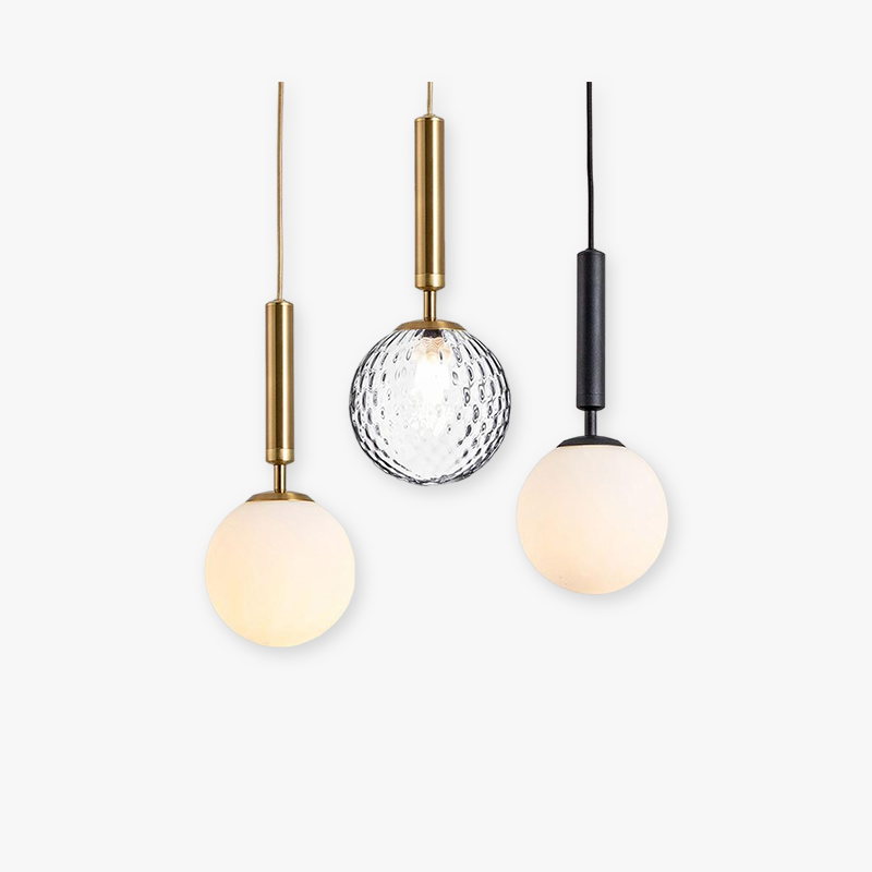 Valentina Modern Glass Ball Pendant Light, White/Clear - Lumpaz