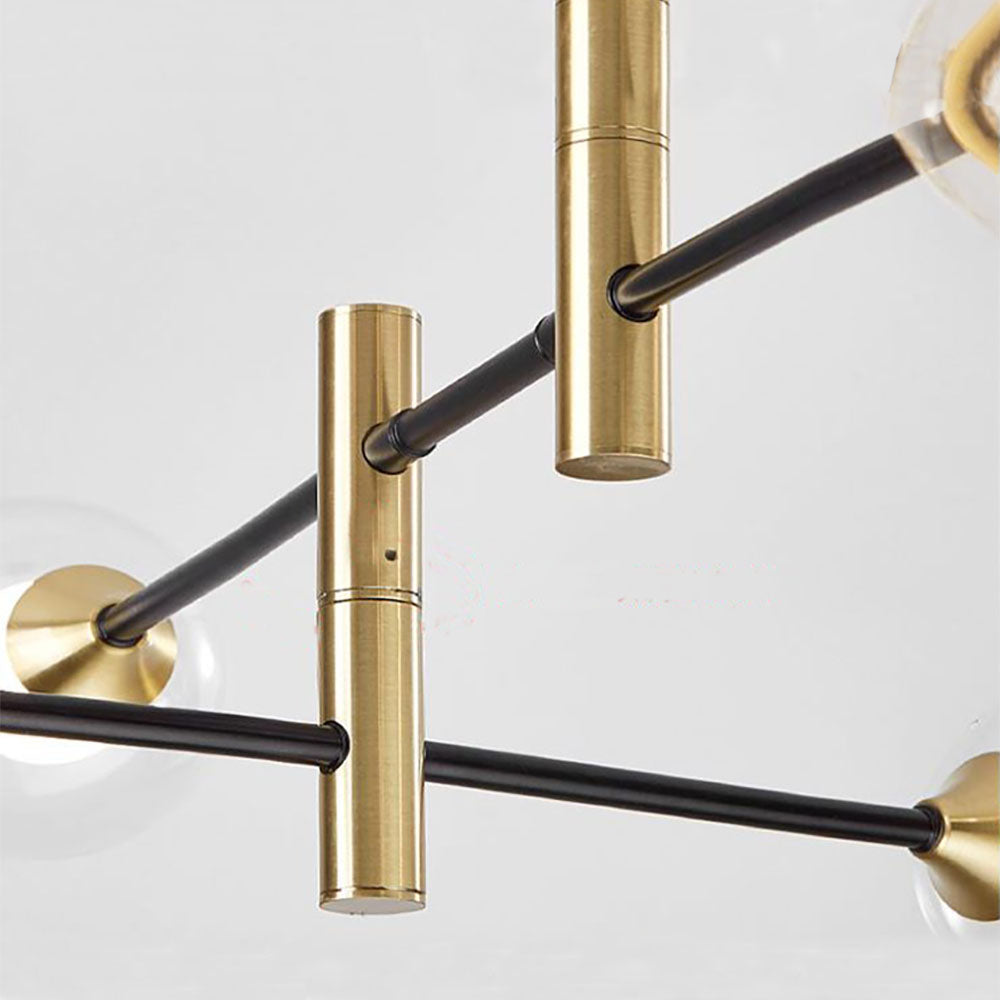 Valentina Nordic Spherical Bubble Metal/Glass Chandelier, Black/Gold - Lumpaz