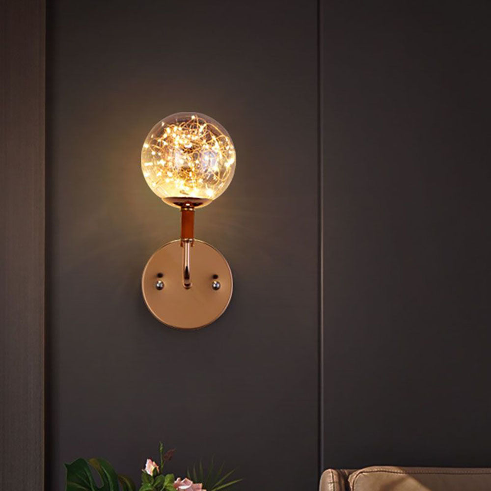 Valentina Wall Lamp Starry Globe Art Deco, Black/Gold, Bedroom - Lumpaz