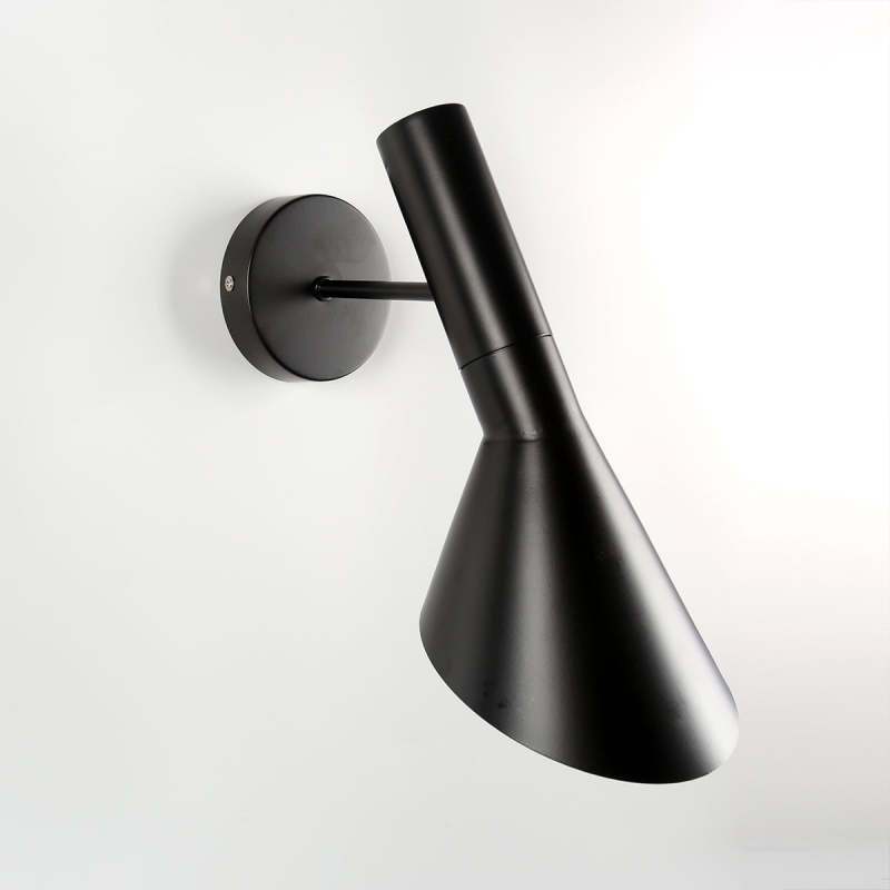 Brady Modern Cone Metal Wall Lamp, Black/White - Lumpaz