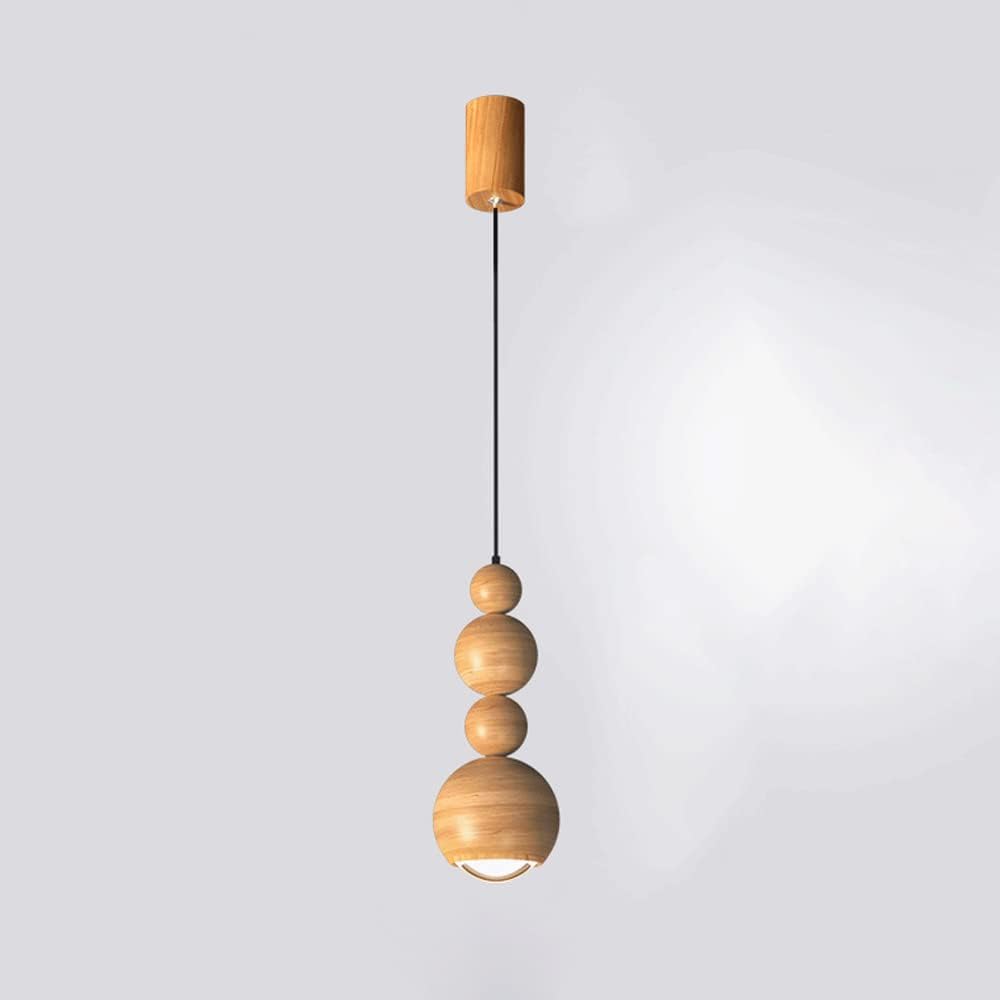 Muto Vintage LED Pendant Globe Light White Metal Wood Bedroom - Lumpaz