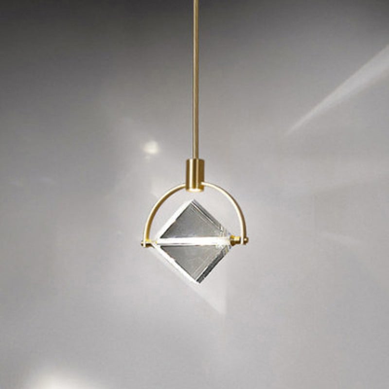 Kristy Modern Luxury Geometry Metal/Crystal Pendant Light, Gold - Lumpaz