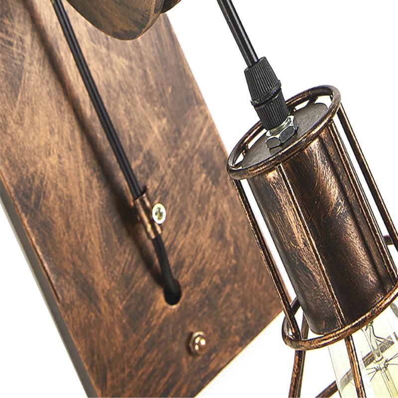 Alessio Wall Lamp Retro, Metal, Rust/Bronze/Black, Bedroom - Lumpaz