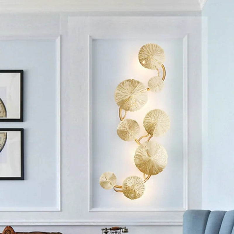 Knox Modern Metal Round Lotus Leaf Wall Lamp, Gold - Lumpaz