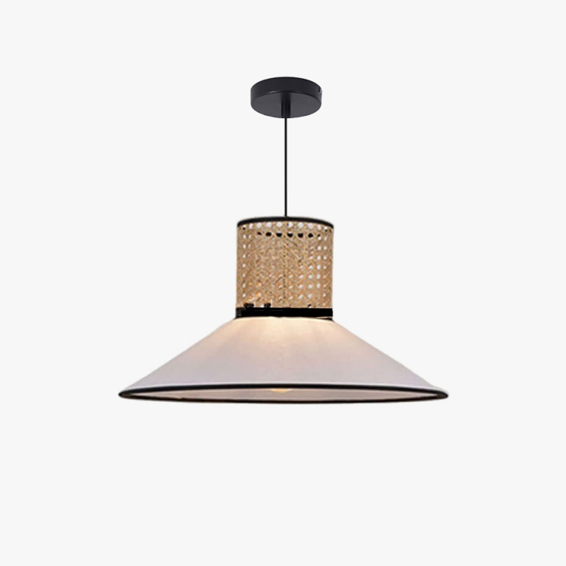 Ritta Modern Rattan/FabricPendant Light, White - Lumpaz