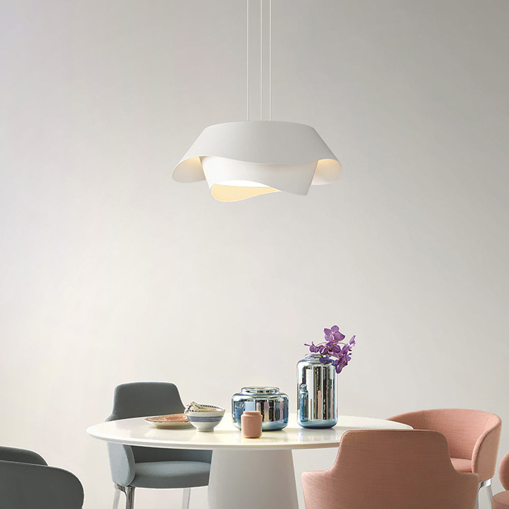 Bella Art Deco Flower Shape Metal Pendant Light, White - Lumpaz