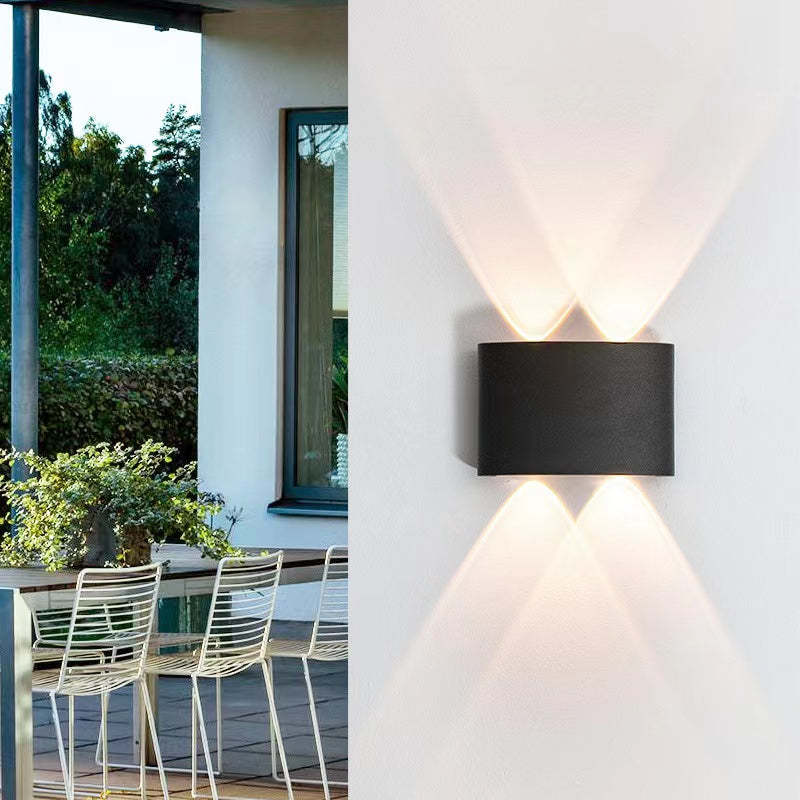 Orr Modern Rectangular Metal Outdoor Wall Lamp, Black/White, Water-wave - Lumpaz