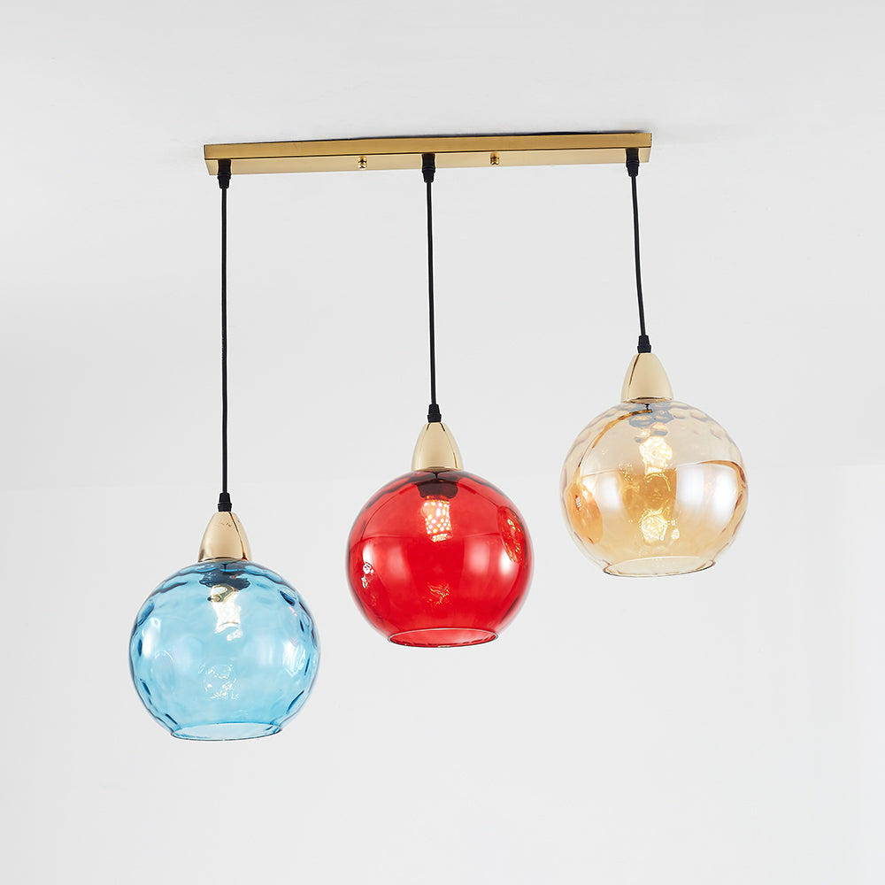 Hailie Colorful Glass Ball Pendant Lights Water Ripple - Lumpaz