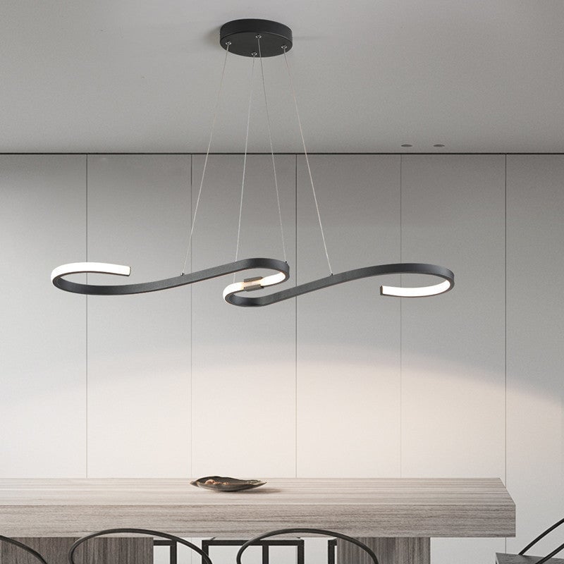 Post Modern Metal Linear Pendant Light, Black/White - Lumpaz